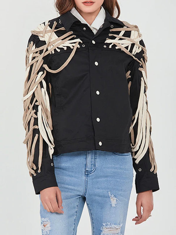 Lace Up  Drawstrings Jacket