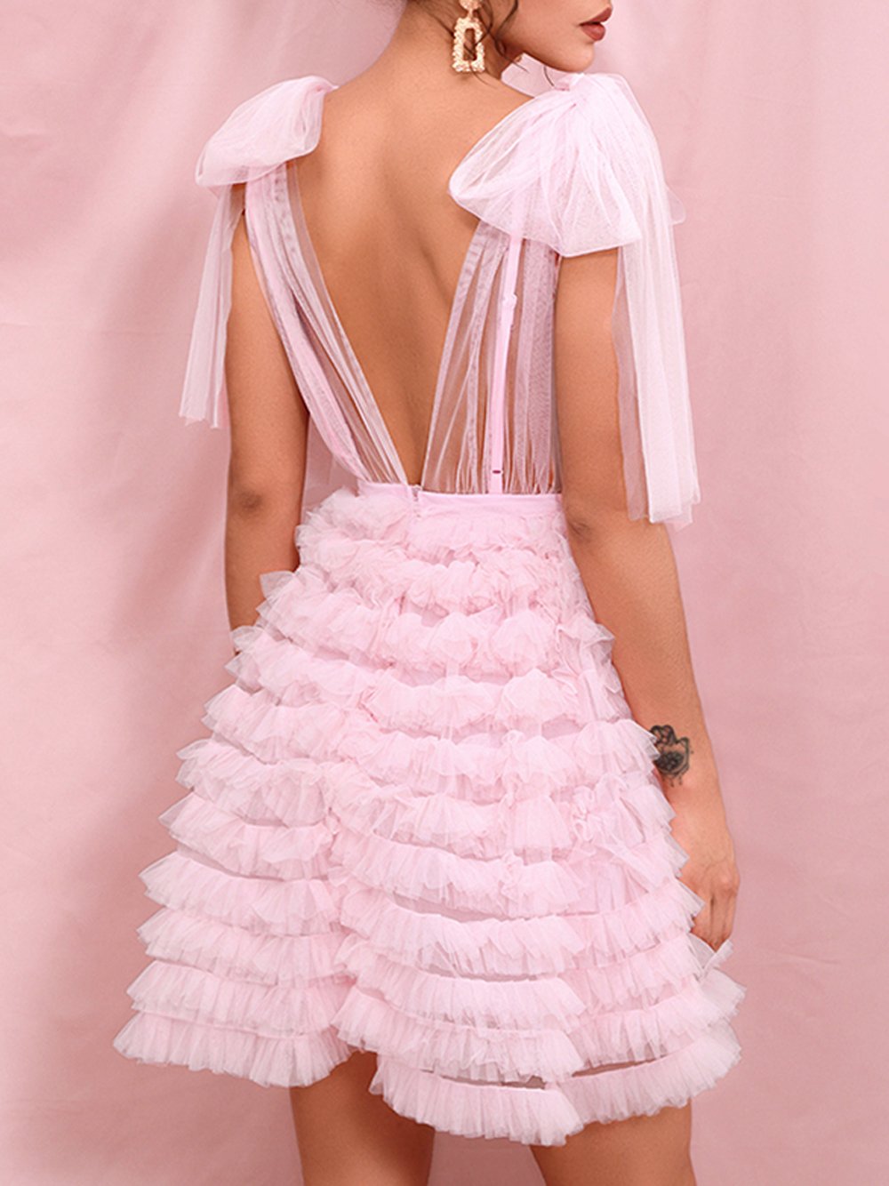 GF ABREE Pink Tulle Mini Dress