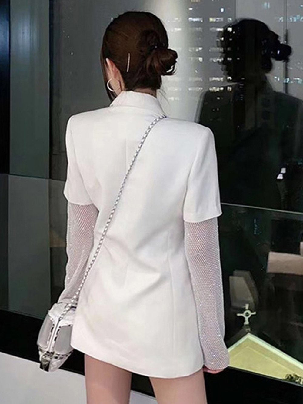 ANGA Crystallized Sleeves Blazer Dress
