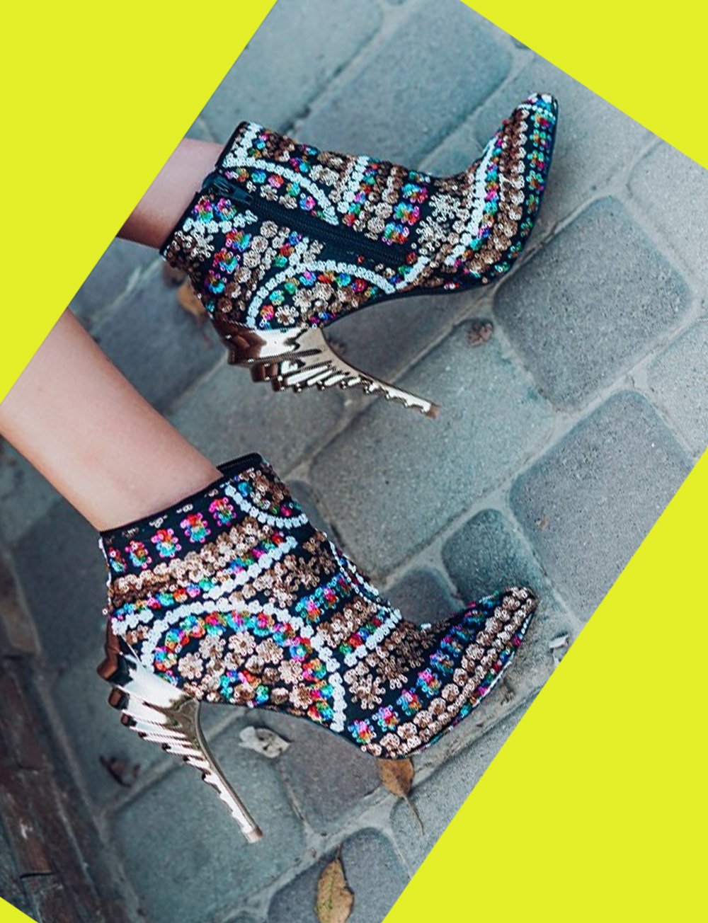 STP-UP Sequinned Ankle Boots