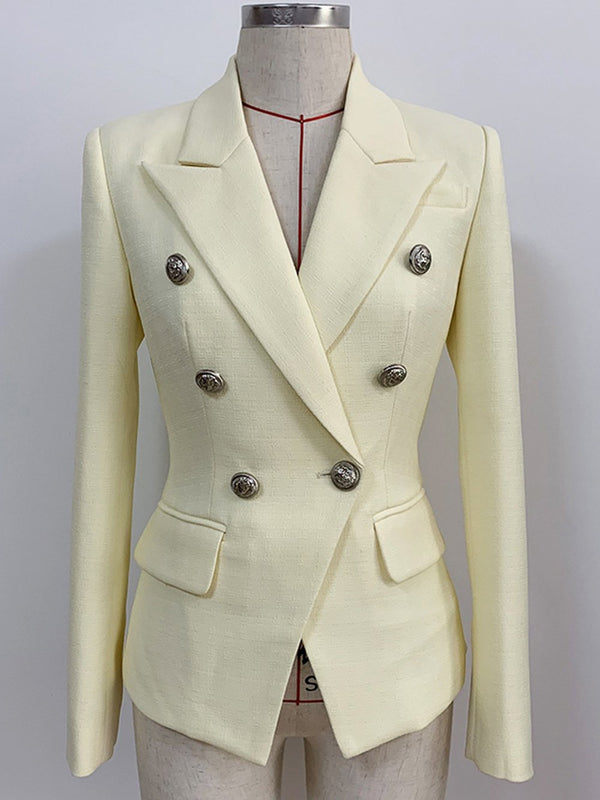 Slim Fit Double Breasted Blazer in Yellow