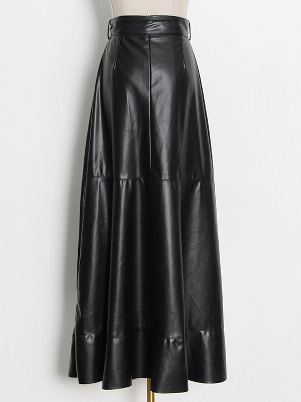 CELOSIA Blouse & Leather Skirt Set