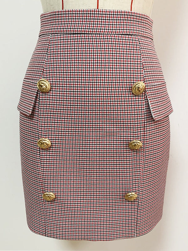 Plaid Houndstooth Mini Skirt