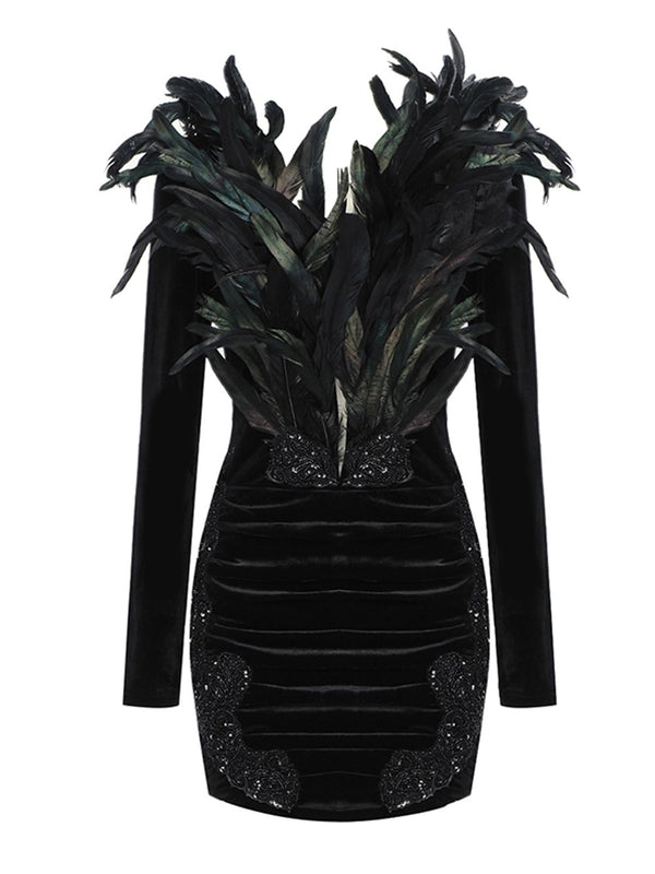 EVONE Feathers Mini Dress