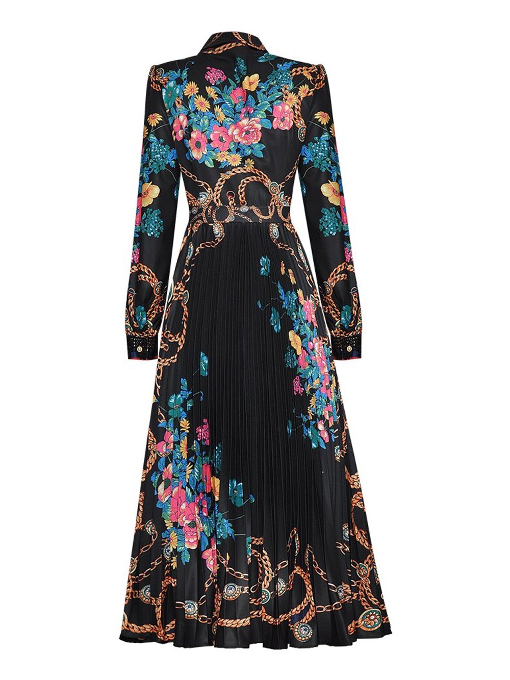 TERESE Bow Floral Pleated Midi Dress