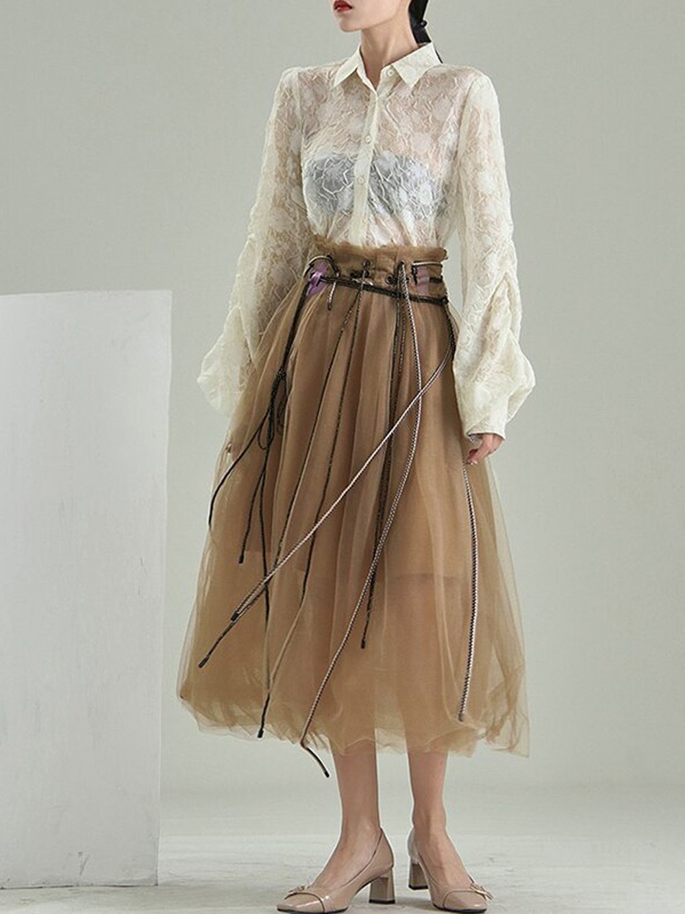 Drawstring Tulle Skirt