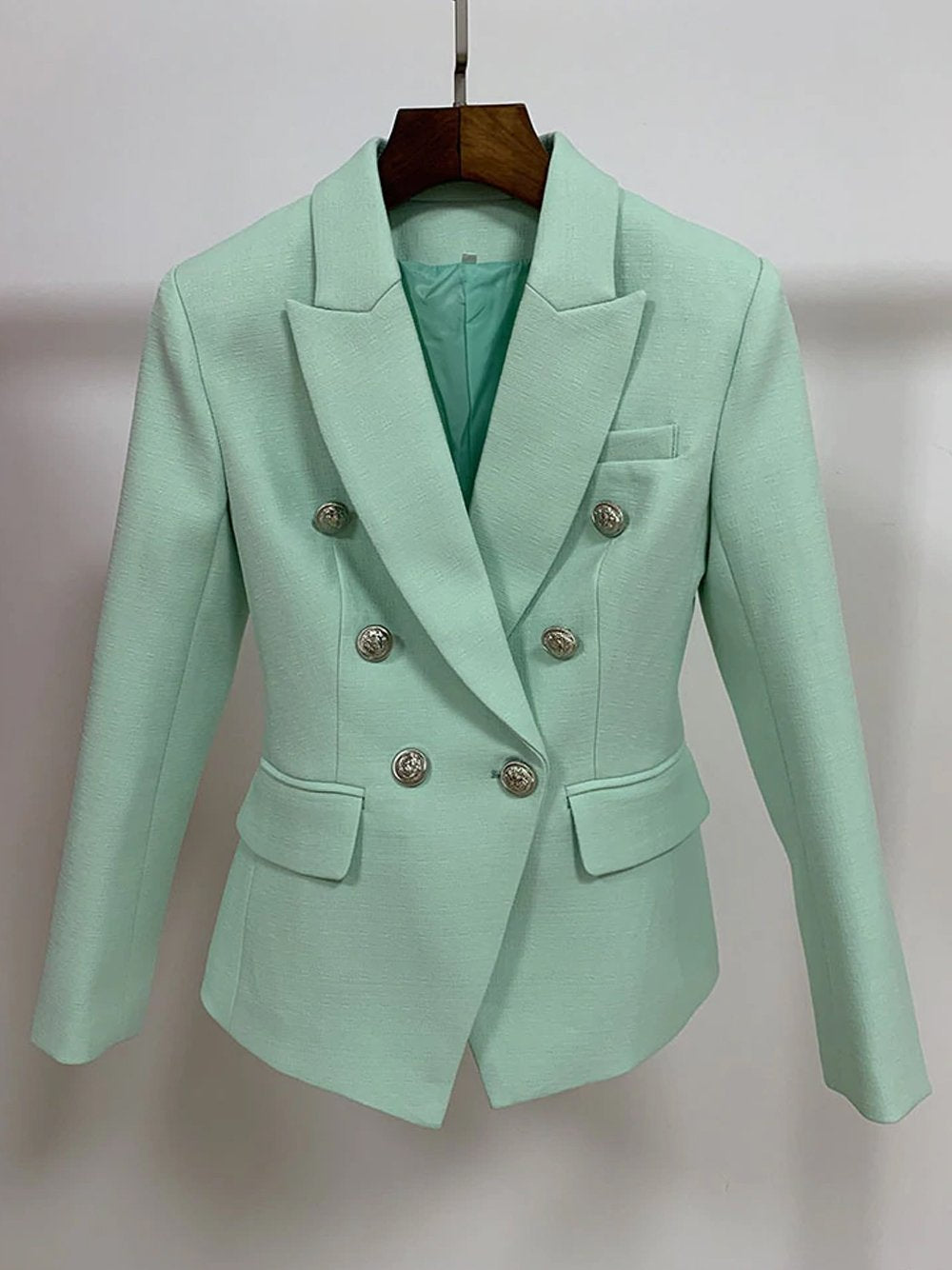 Double Breasted Blazer in Light Green