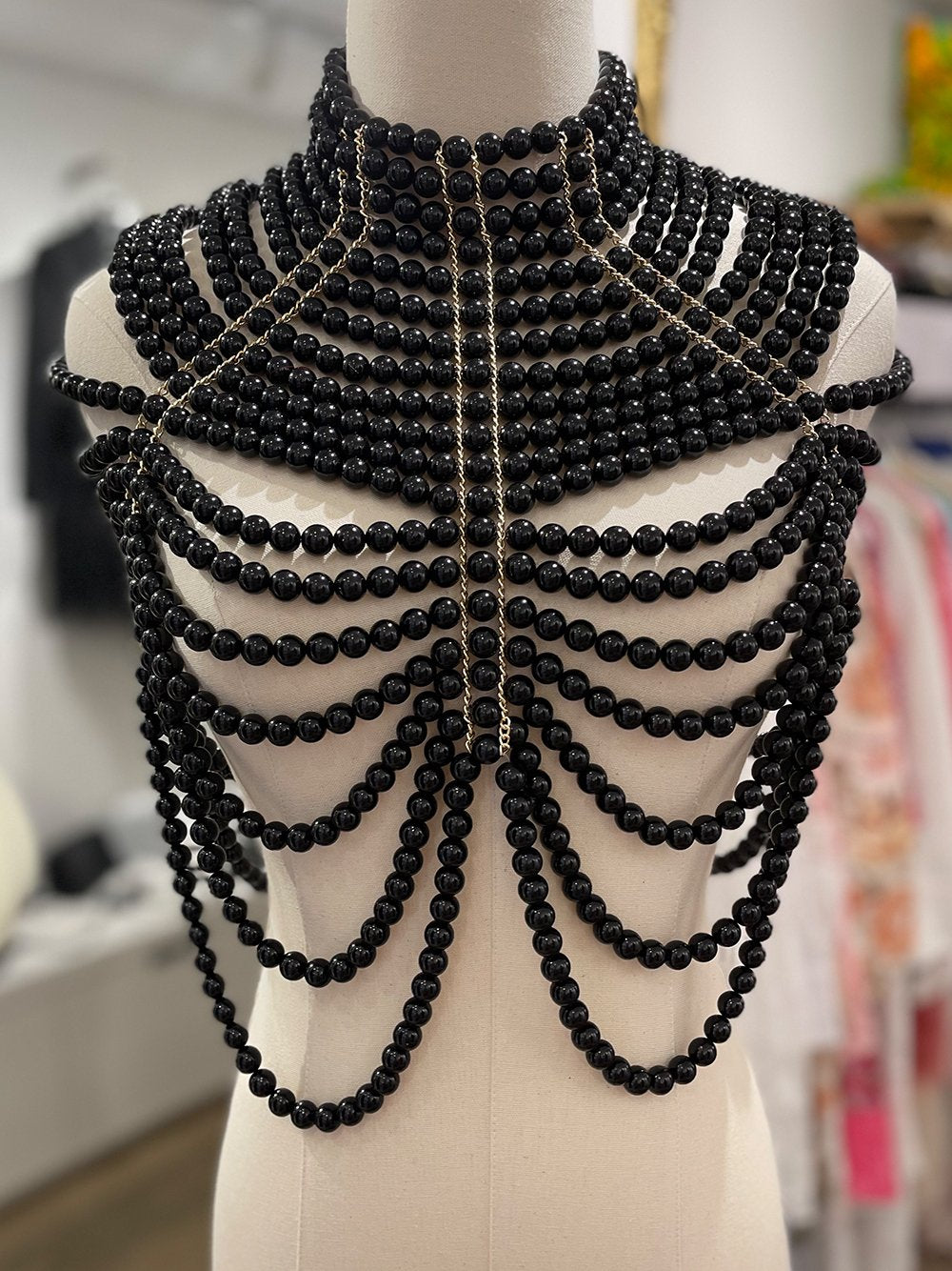 Pearls Shawl In Black