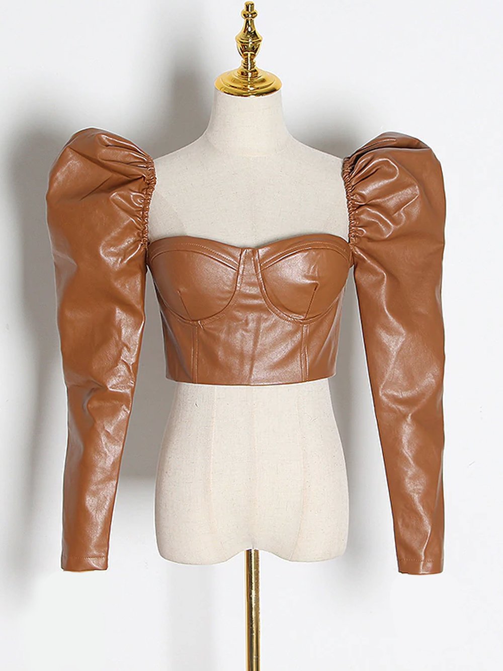 Puff Sleeve Leather Top