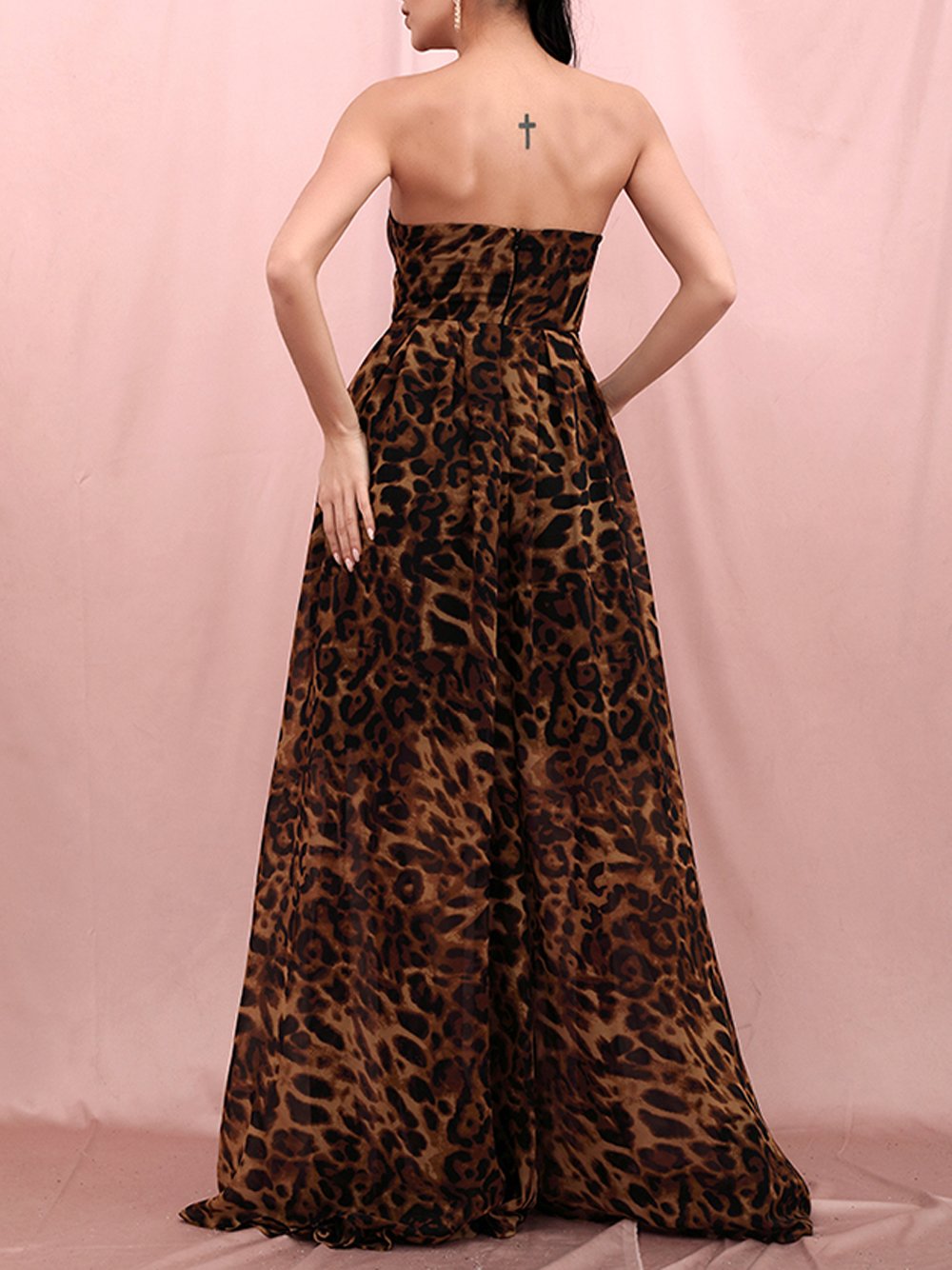 ROMBA Tube Top Leopard Maxi Dress