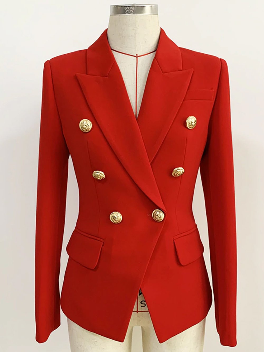 PENELOPE Double-Breasted Blazer in Red