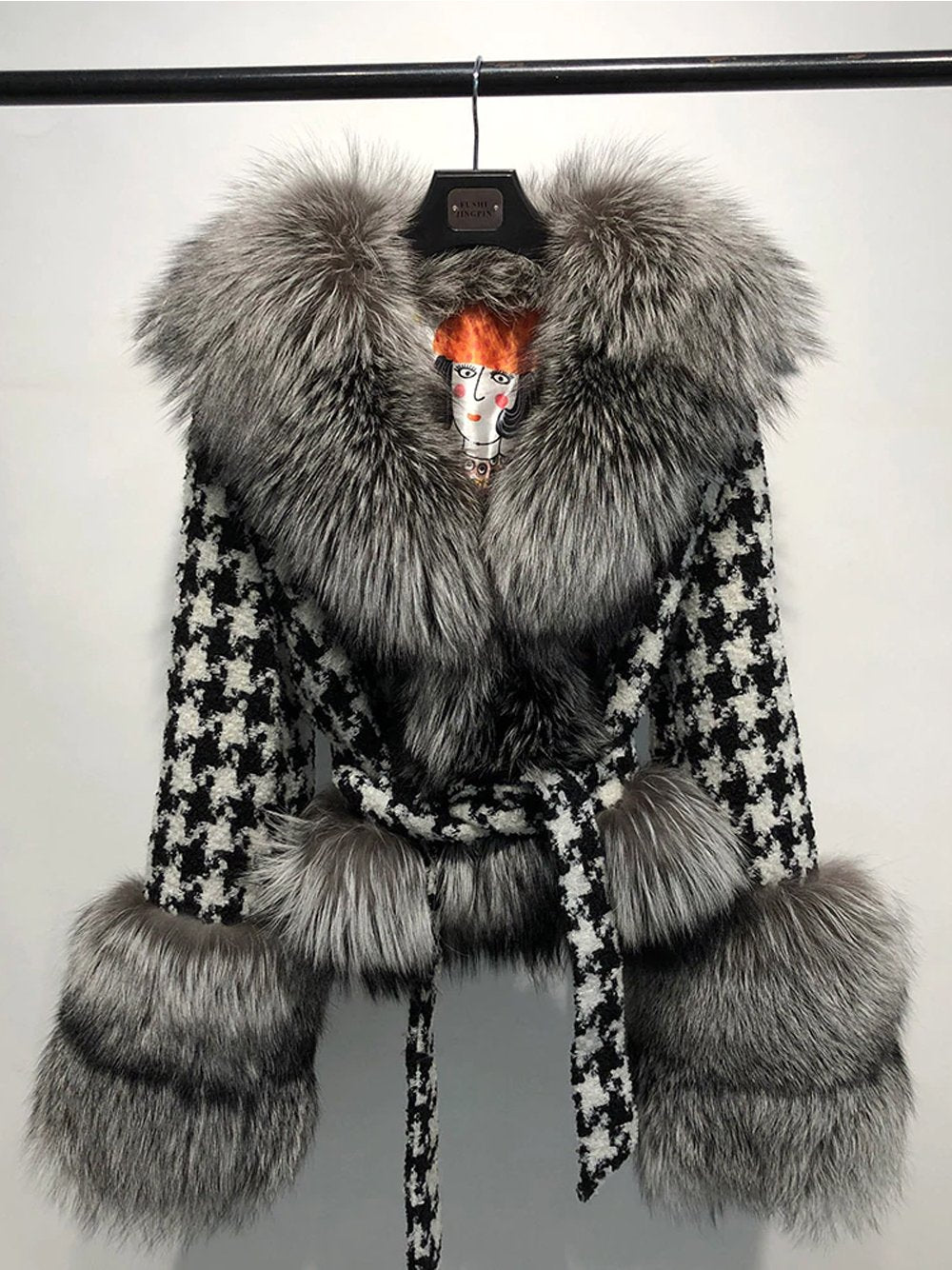 GF Faux Fur Houndstooth Jacket