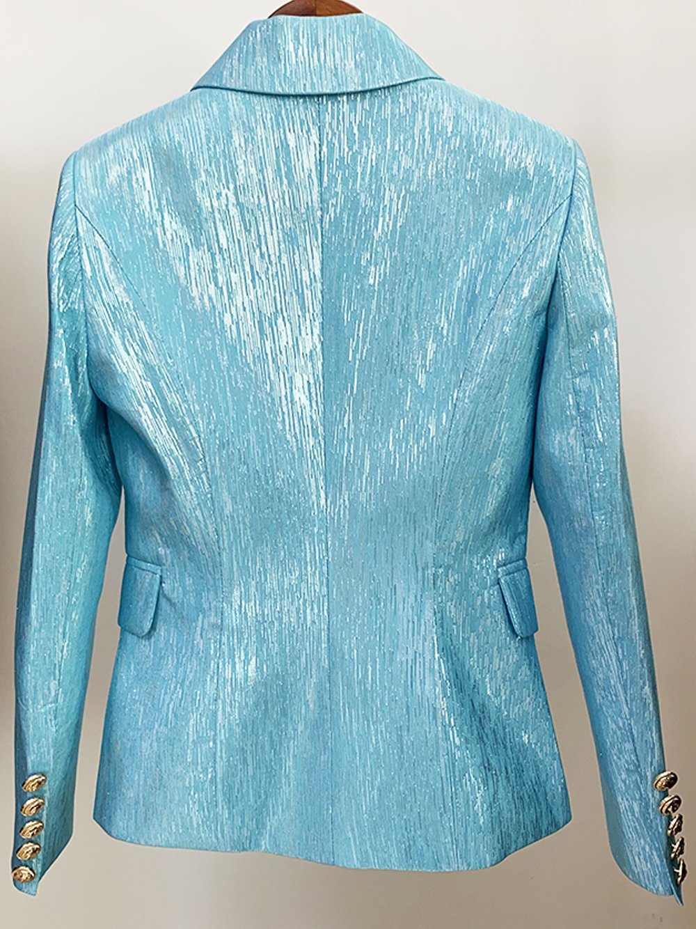 Double Breasted Shimmer Turquoise Blazer