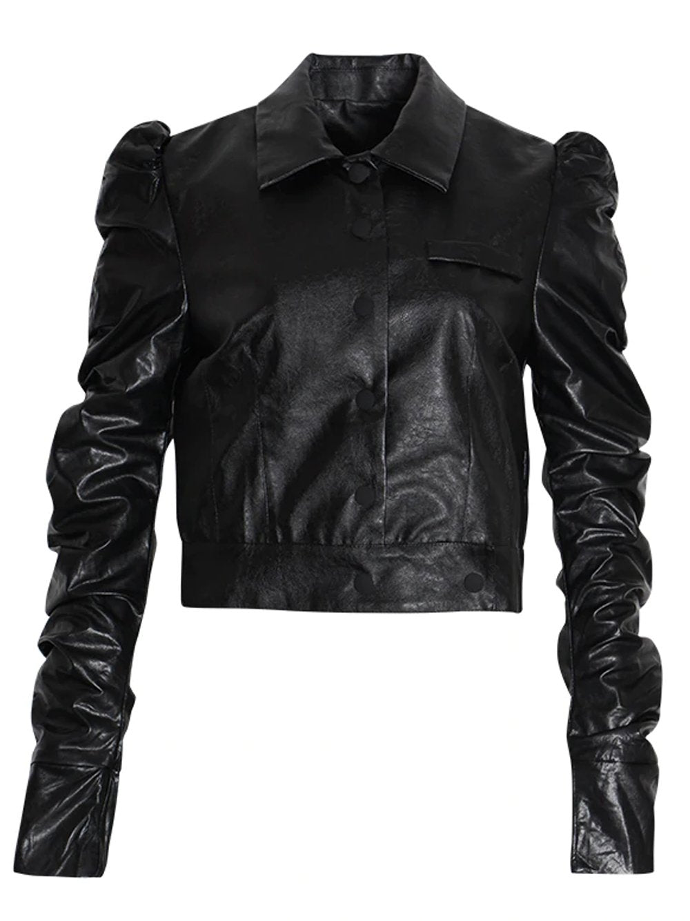 Puff-Sleeved Faux-Leather Jacket