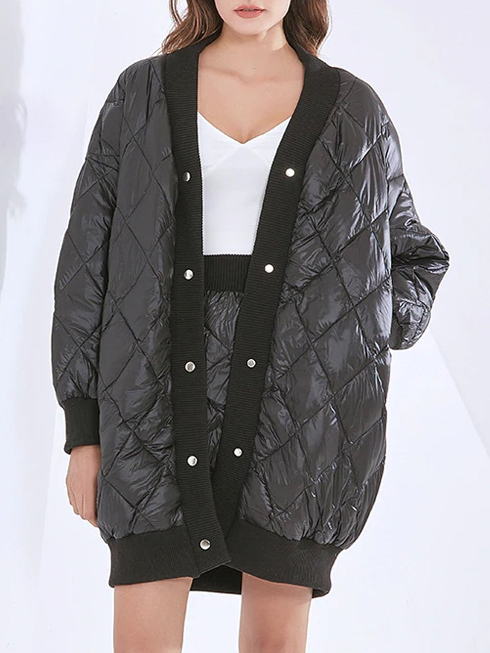 Padded Bib Down Jacket & Mini Skirt Set