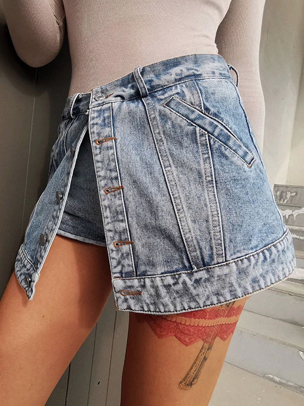 Mini Denim Skirt Shorts