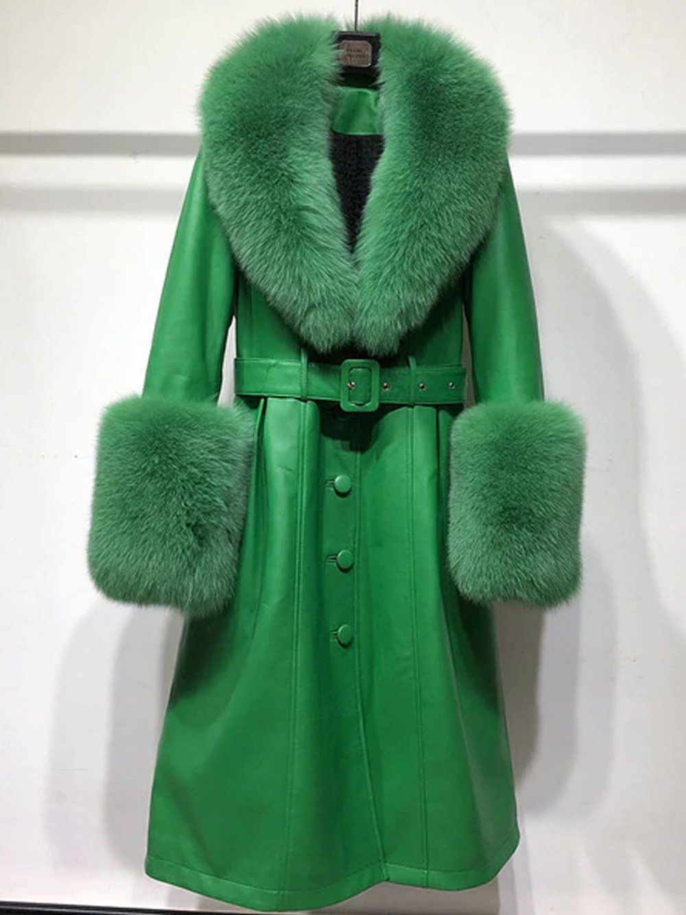 Faux Fur Genuine Leather Coat