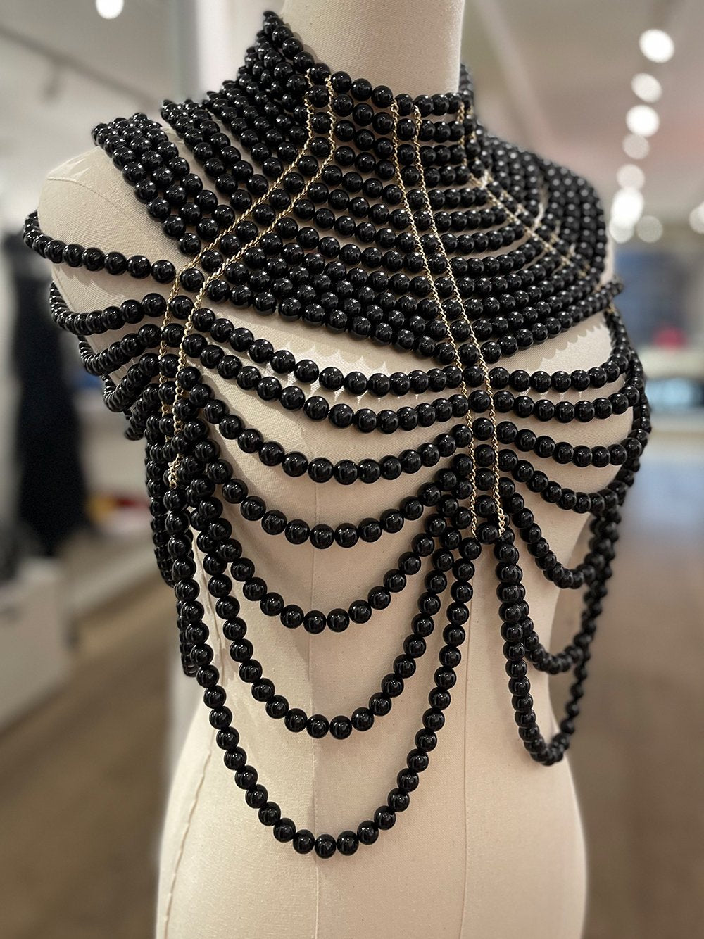Pearls Shawl In Black