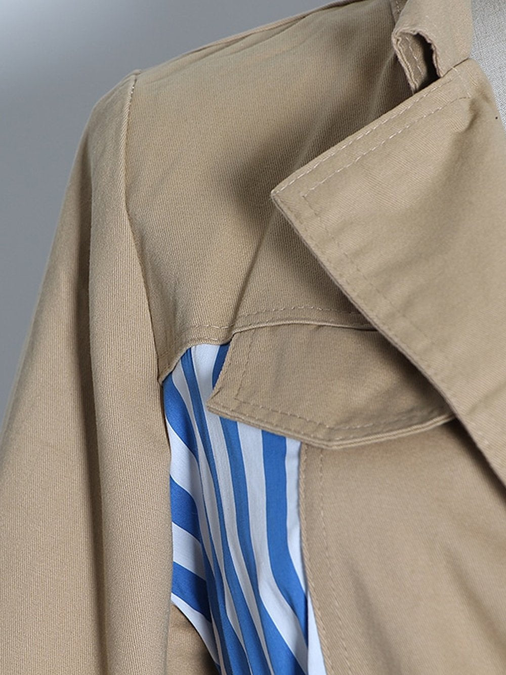 Patchwork Striped Trench Coat