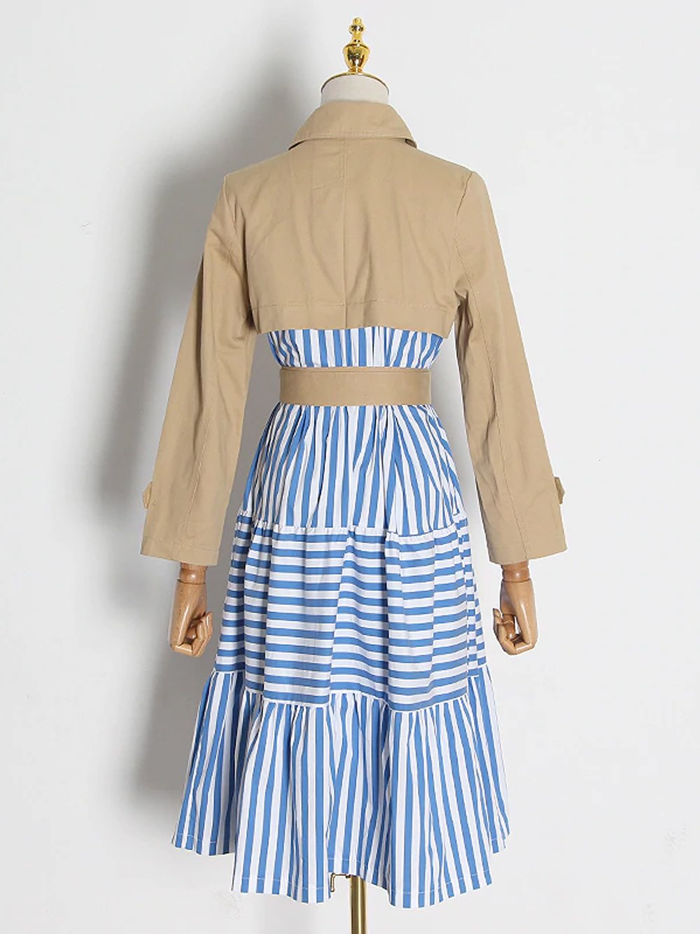 Patchwork Striped Trench Coat