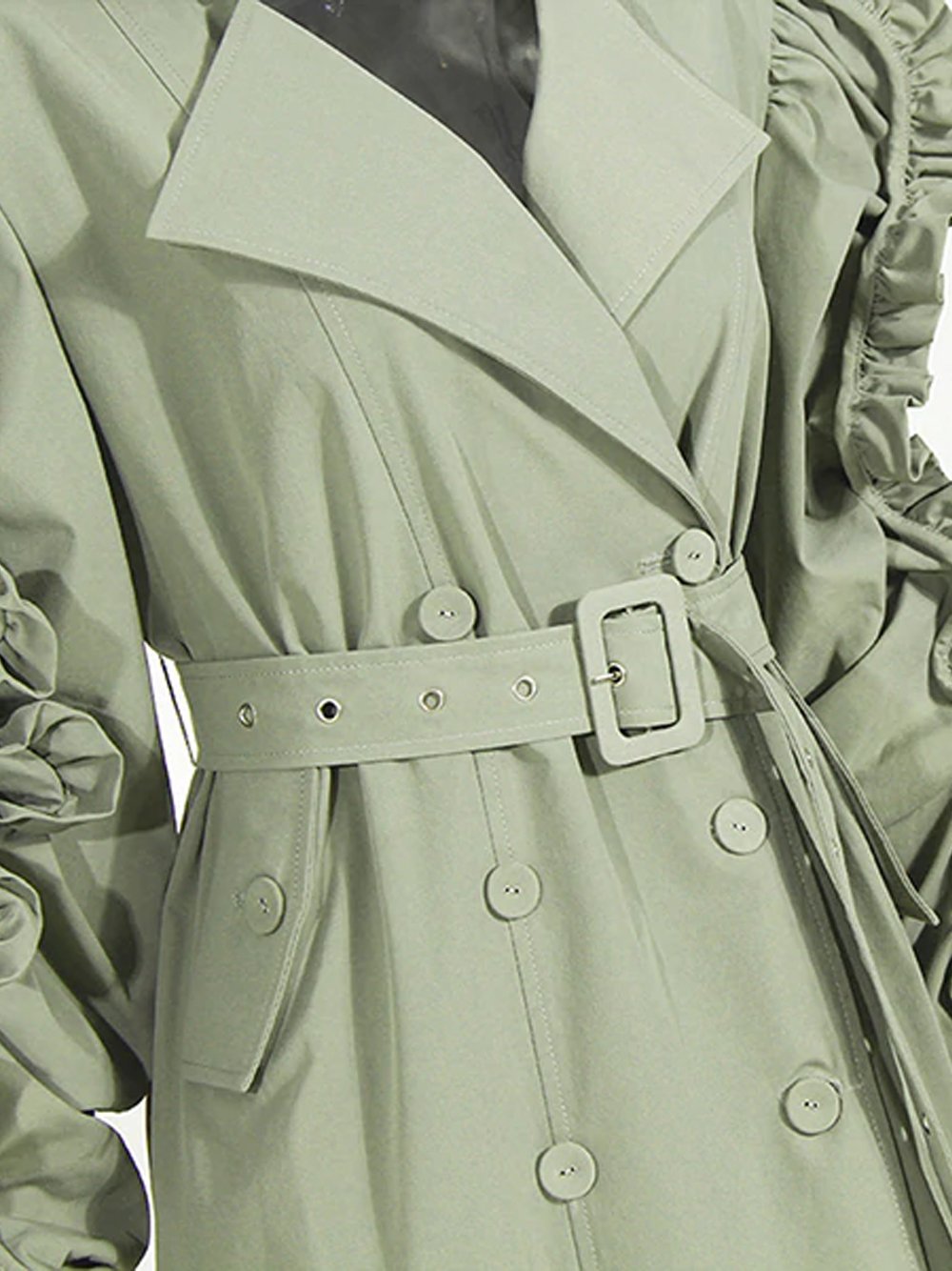 Ruffle Ruched Trench Coat