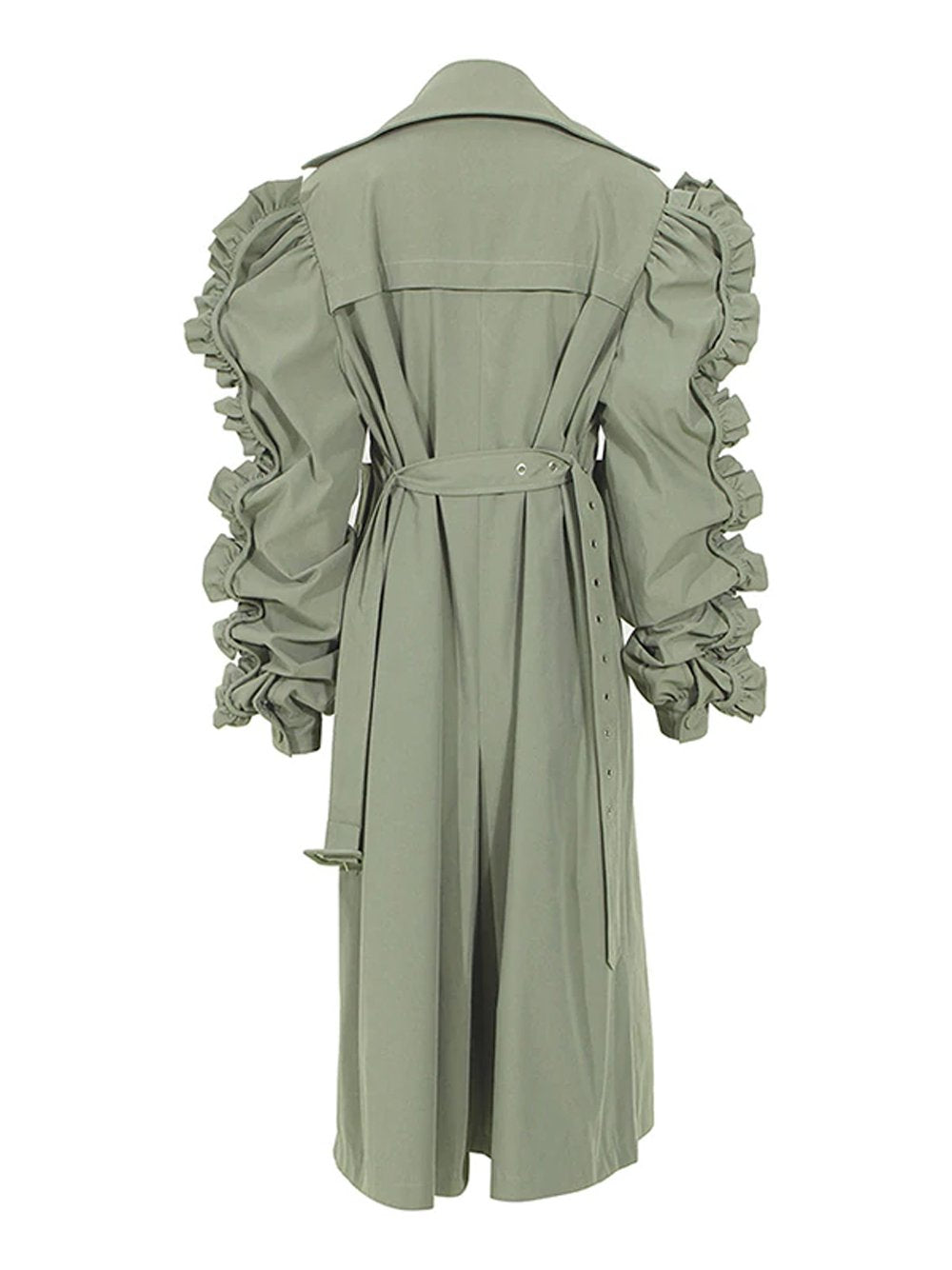 Ruffle Ruched Trench Coat