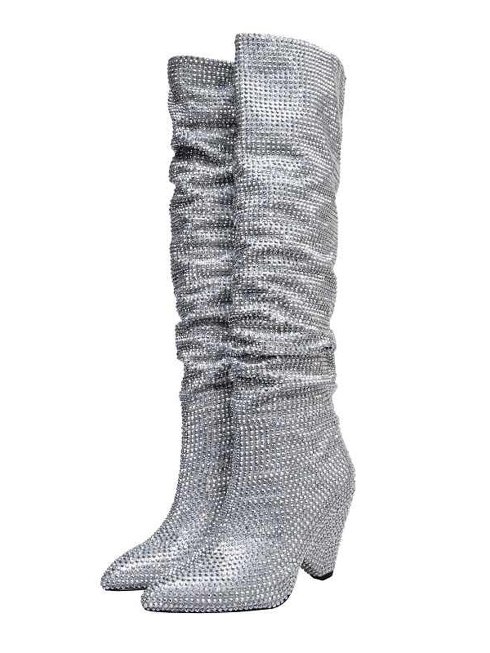 Pointed Toe Sequins Boots