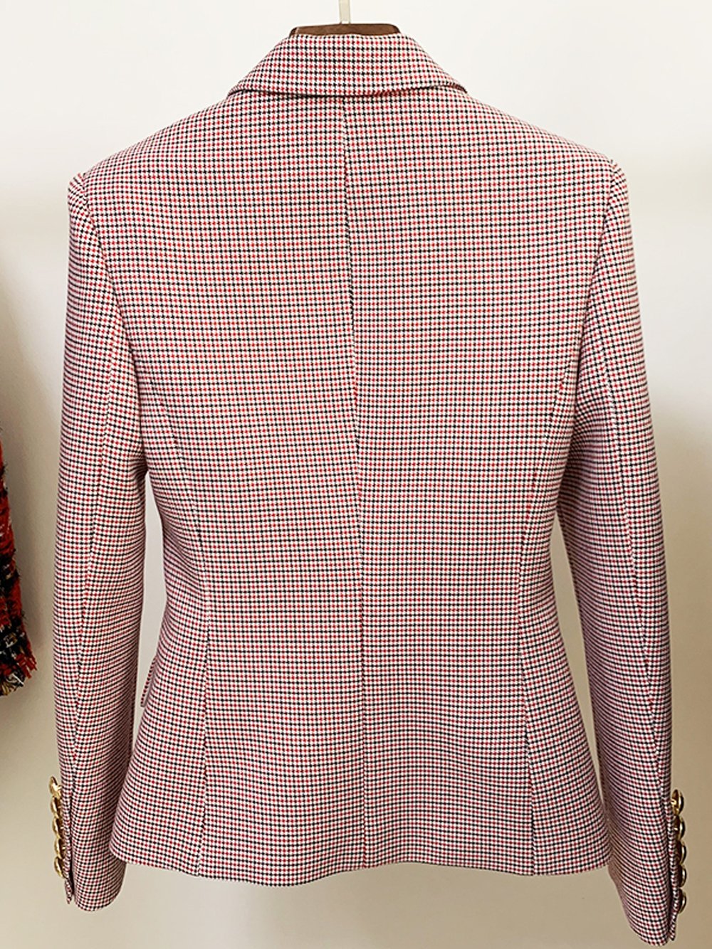 Double Breasted Houndstooth Blazer