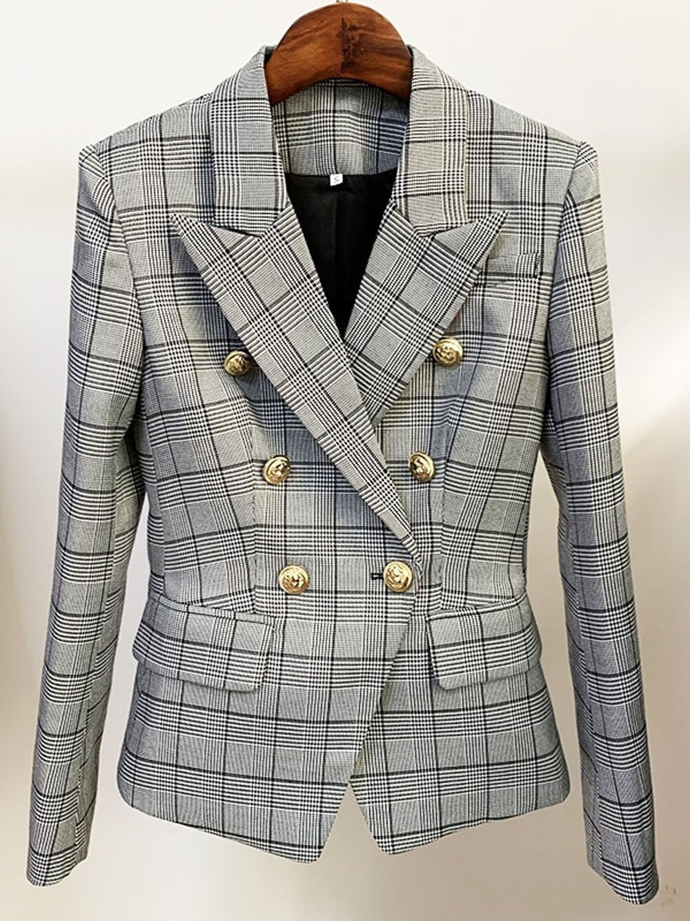 Plaid Double Breasted Blazer