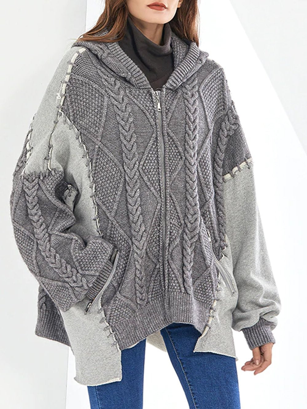 Oversized Cable Knitted Cardigan