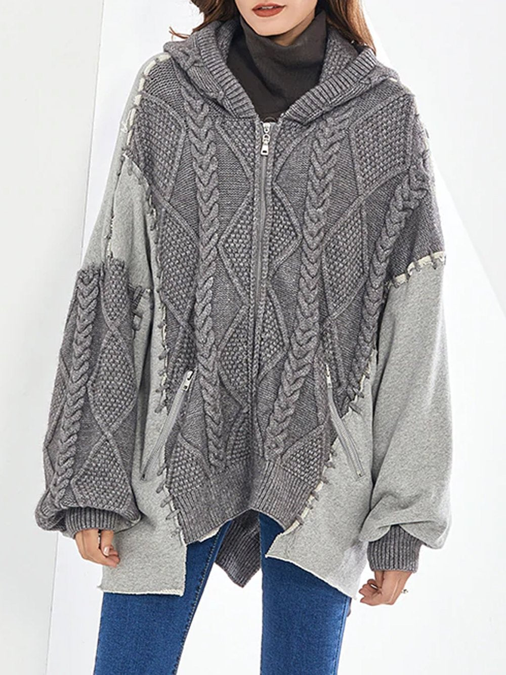 Oversized Cable Knitted Cardigan