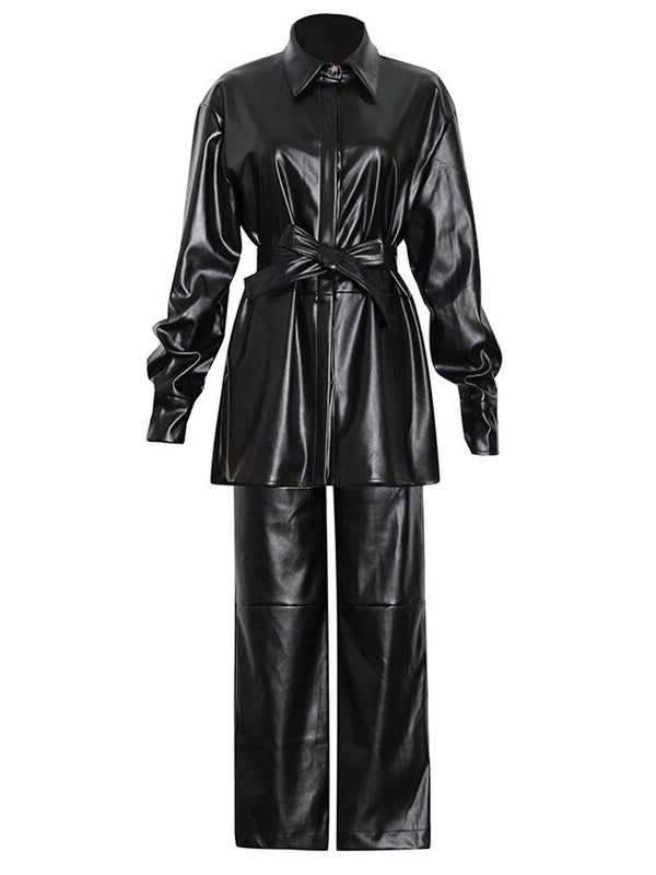 Faux Leather Pantsuit