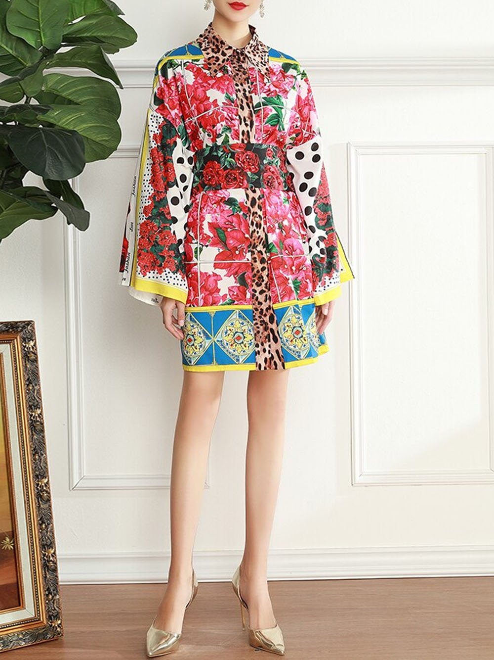 MIDGE Floral & Leopard Mini Dress