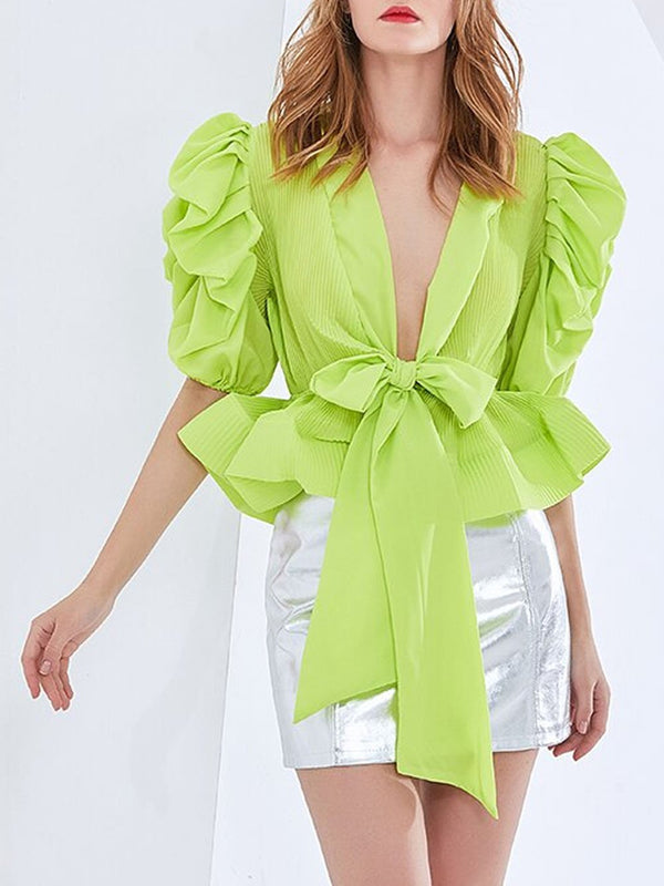 NIKITA Puff Sleeve Bowknot Blouse