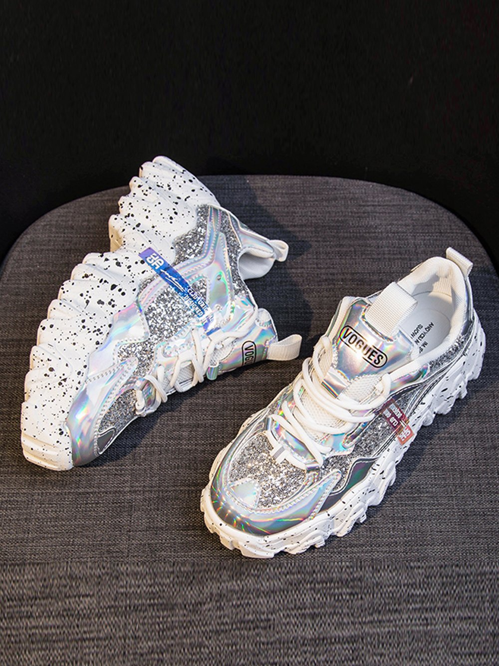 Sequined Cloth Platform Sneakers