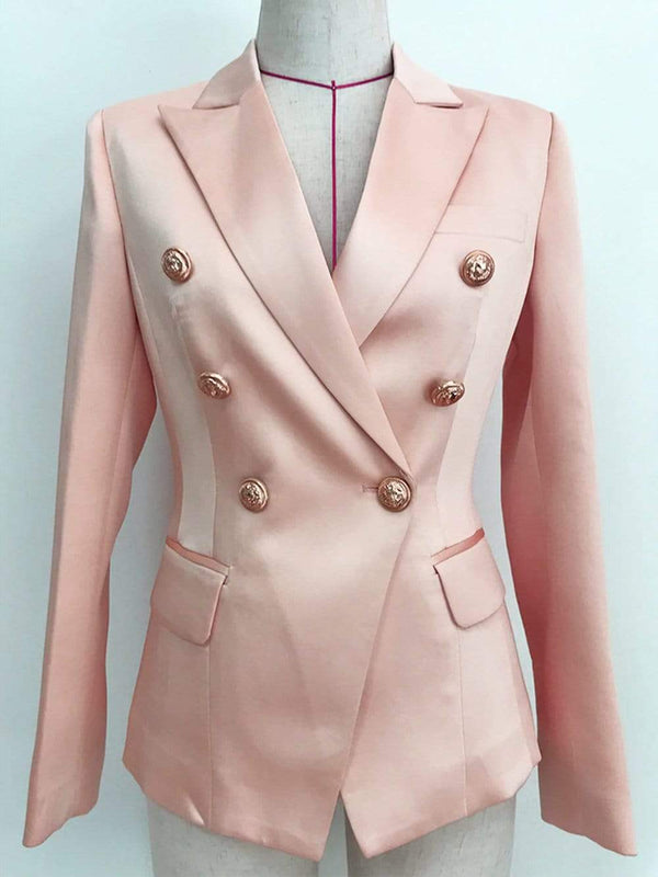 HILLARY Double-Breasted Satin Blazer