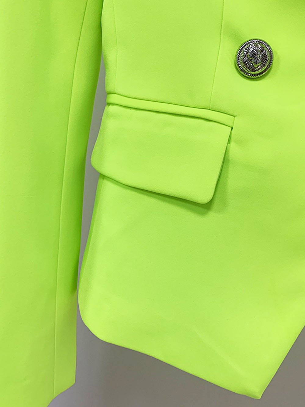 Double Breasted Blazer in Fluorescent Yellow