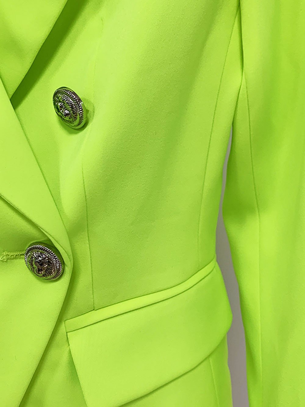 Double Breasted Blazer in Fluorescent Yellow