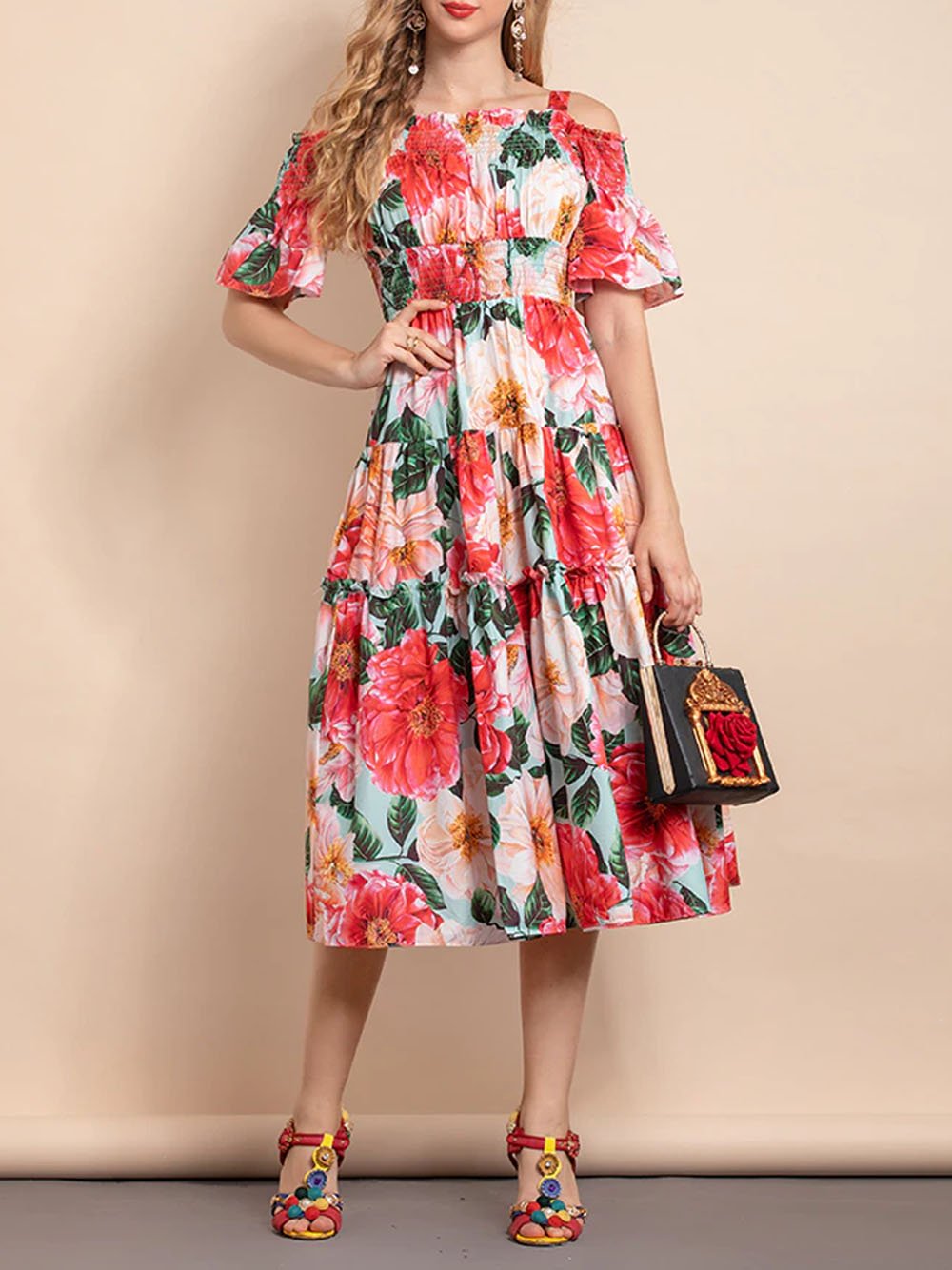 CLARA Floral Midi Dress