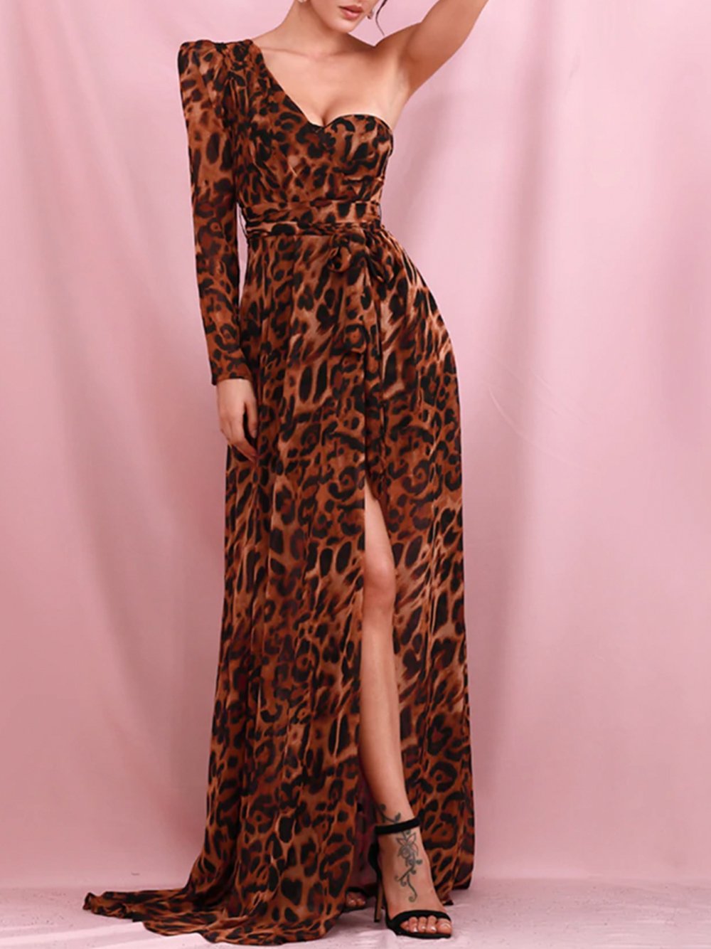 MAAYAN Irregular Leopard Maxi Dress