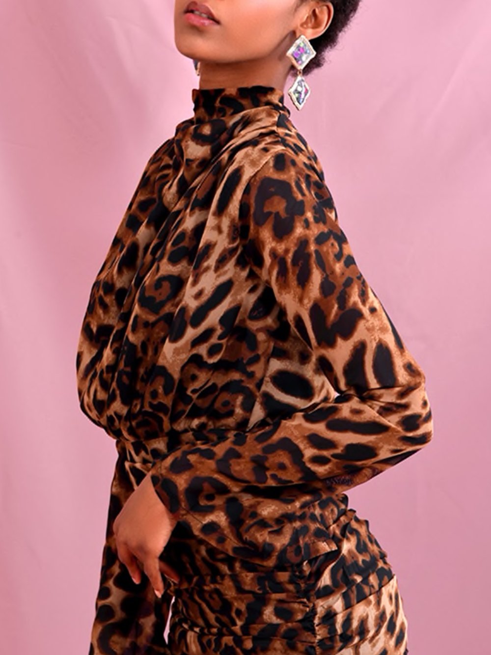 SHONNA Pleated Leopard Mini Dress