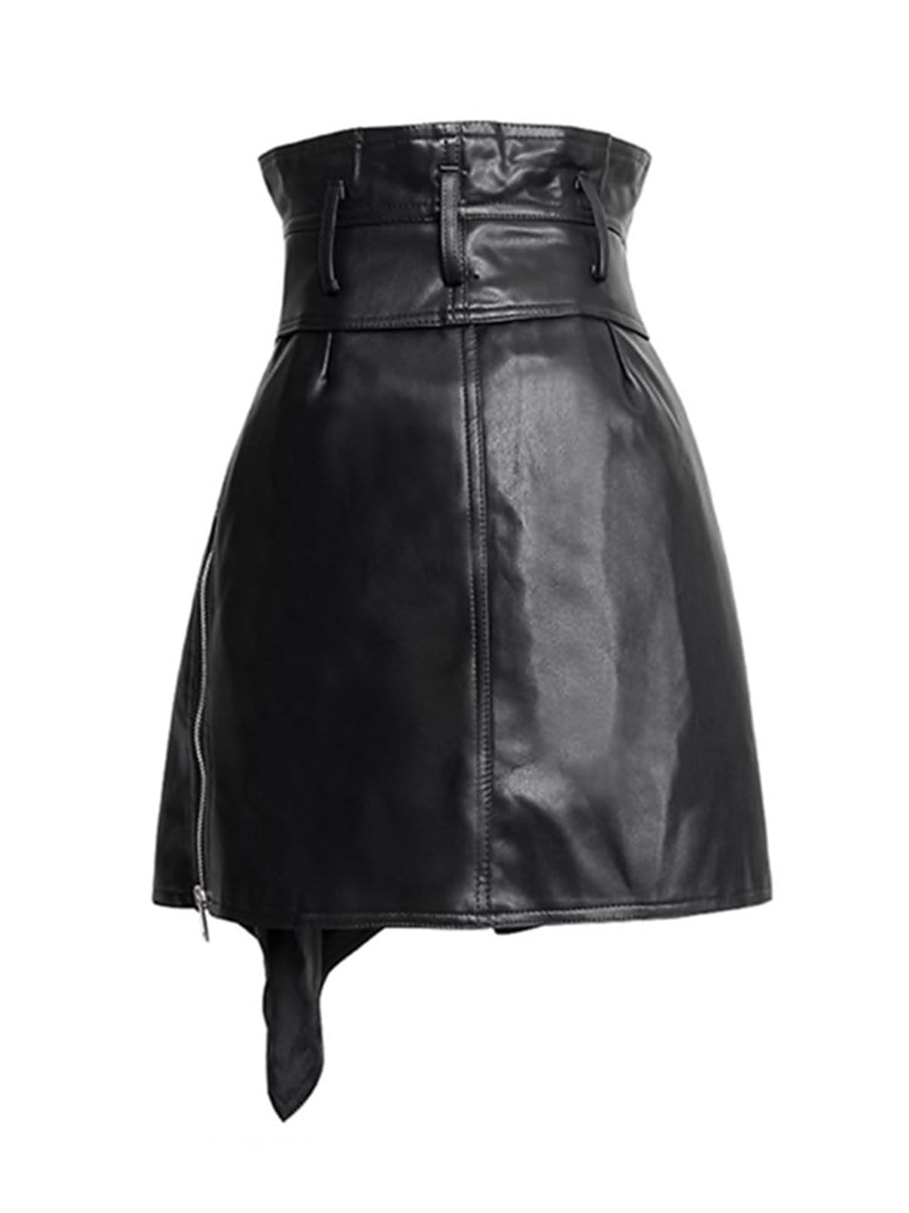 MICHELA Irregular Faux-Leather Skirt