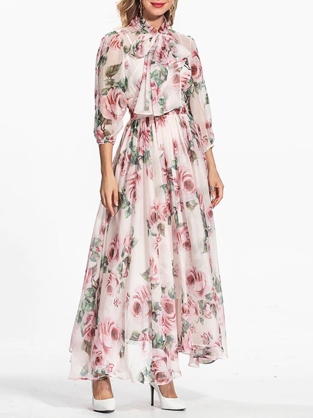 DAMASIA Floral Maxi Dress