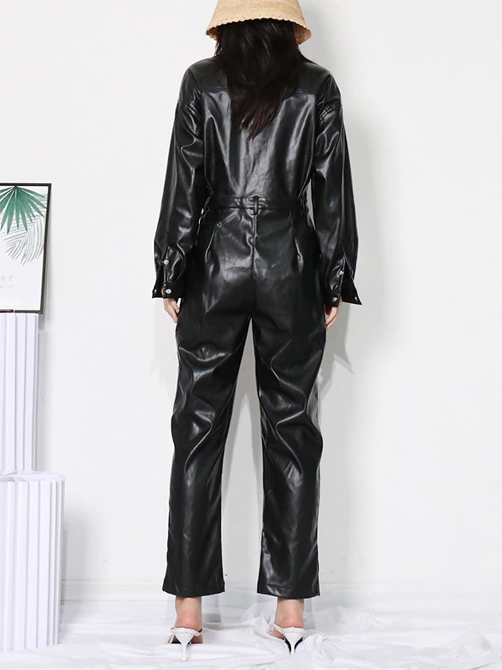 POLLY PU Leather Drawstring Jumpsuit