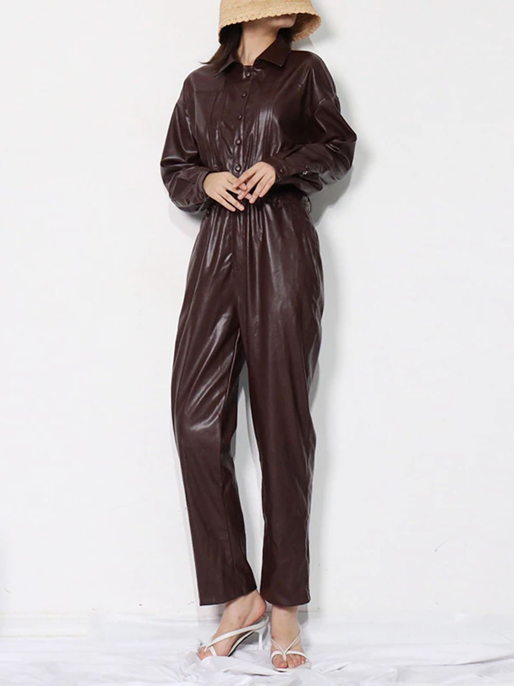 POLLY PU Leather Drawstring Jumpsuit
