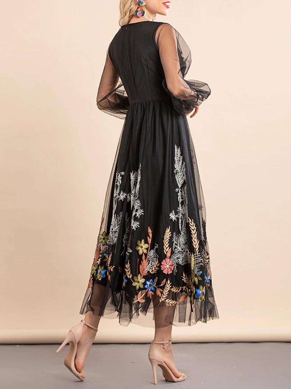 ELIANA Embroidered Midi Dress