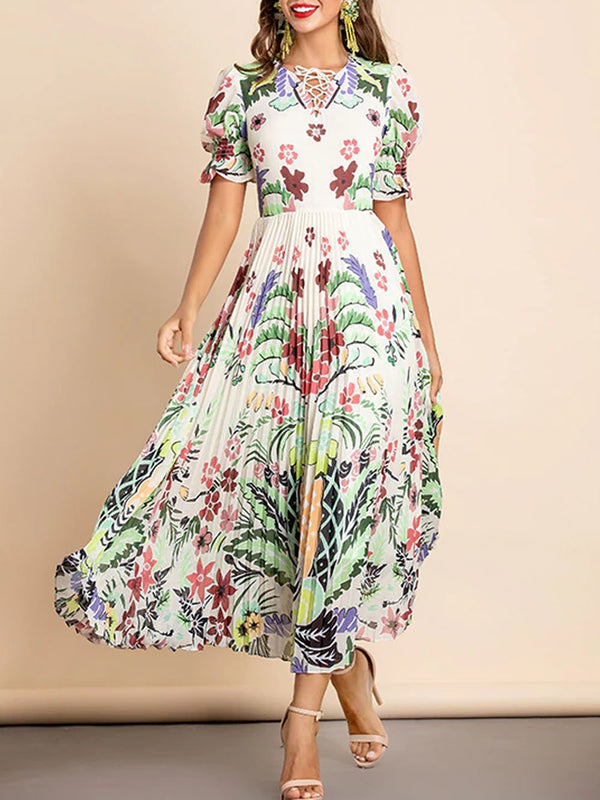 UMMA Floral Pleated Dress