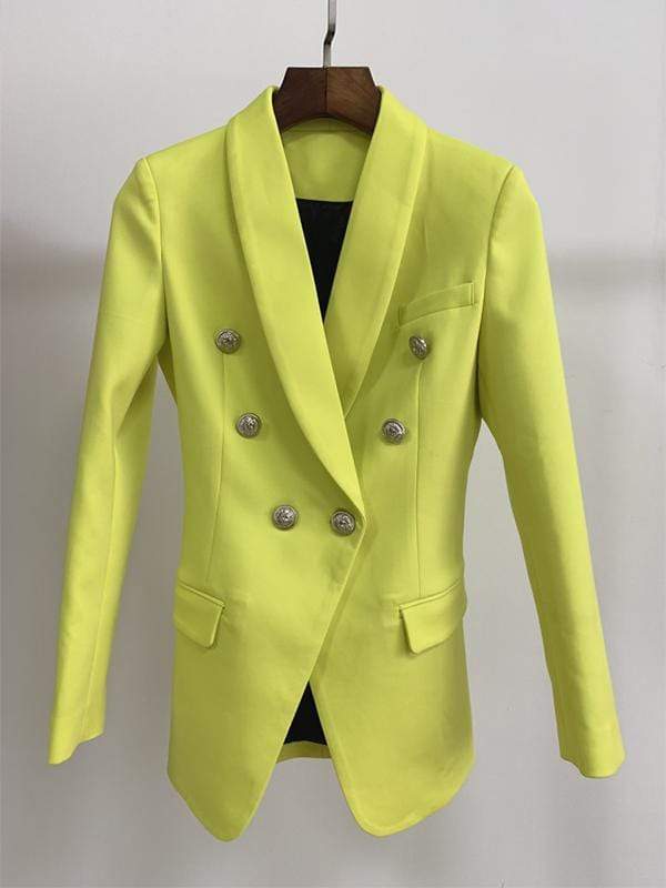 Oversized Double Breasted Yellow Blazer