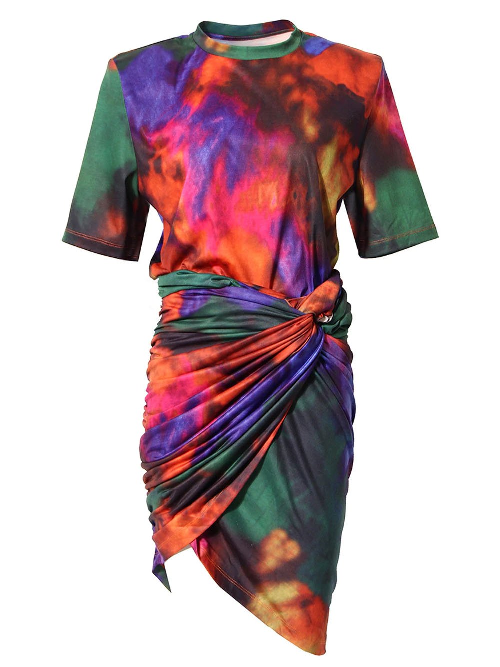 Niche Print Fade Dye T-shirt & Skirt Set