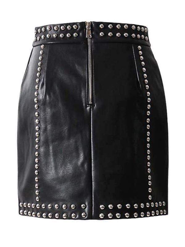 Riveted Faux-Leather Skirt